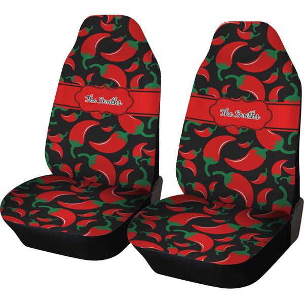 Custom Chili Peppers Car Seat Covers (Set of Two) (Personalized)