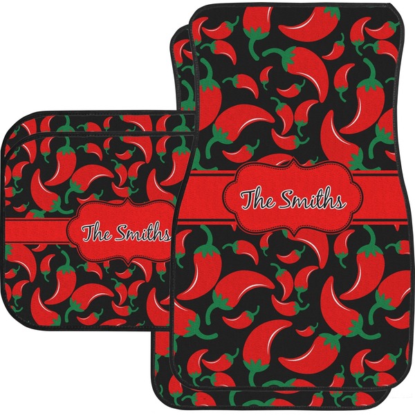 Custom Chili Peppers Car Floor Mats Set - 2 Front & 2 Back (Personalized)