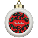 Chili Peppers Ceramic Ball Ornament (Personalized)