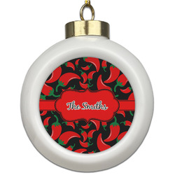 Chili Peppers Ceramic Ball Ornament (Personalized)