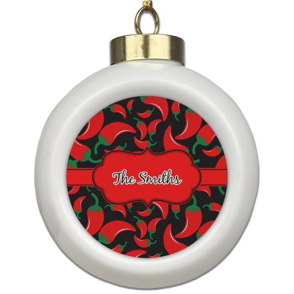 Custom Chili Peppers Ceramic Ball Ornament (Personalized)