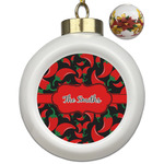 Chili Peppers Ceramic Ball Ornaments - Poinsettia Garland (Personalized)
