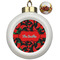 Chili Peppers Ceramic Christmas Ornament - Poinsettias (Front View)