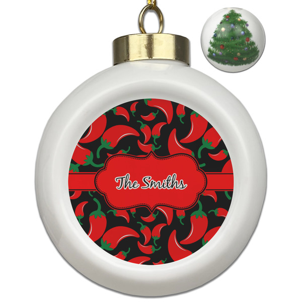 Custom Chili Peppers Ceramic Ball Ornament - Christmas Tree (Personalized)