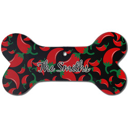 Chili Peppers Ceramic Dog Ornament - Front w/ Name or Text