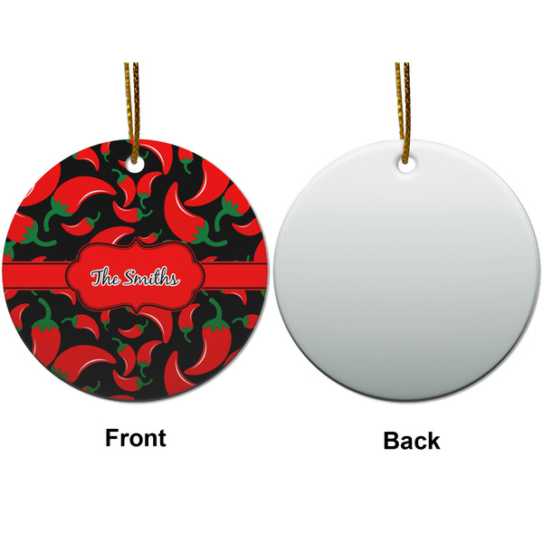 Chili Peppers Ceramic Flat Ornament - Circle Front & Back (APPROVAL)
