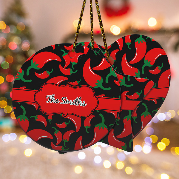 Custom Chili Peppers Ceramic Ornament w/ Name or Text