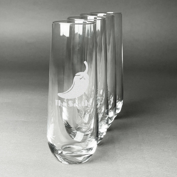 Chili Peppers Champagne Flute - Set of 4 - Front/Main