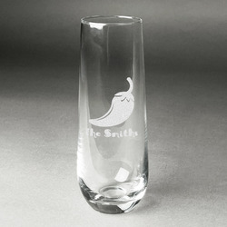 Chili Peppers Champagne Flute - Stemless Engraved - Single (Personalized)