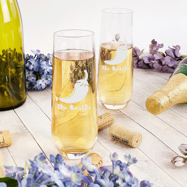 Chili Peppers Champagne Flute - Single - In Context