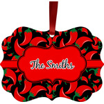 Chili Peppers Metal Frame Ornament - Double Sided w/ Name or Text