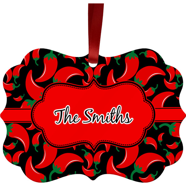 Custom Chili Peppers Metal Frame Ornament - Double Sided w/ Name or Text