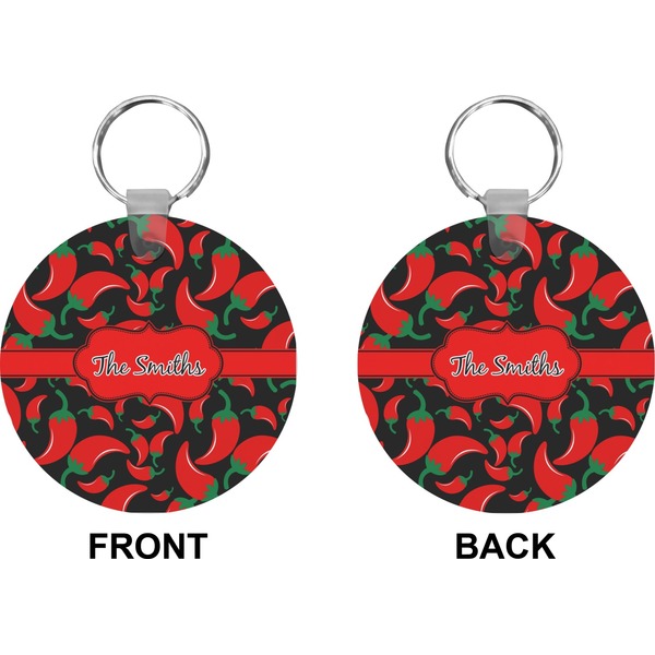 Chili Peppers Circle Keychain (Front + Back)