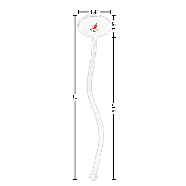 Chili Peppers Clear Plastic 7" Stir Stick - Oval - Dimensions