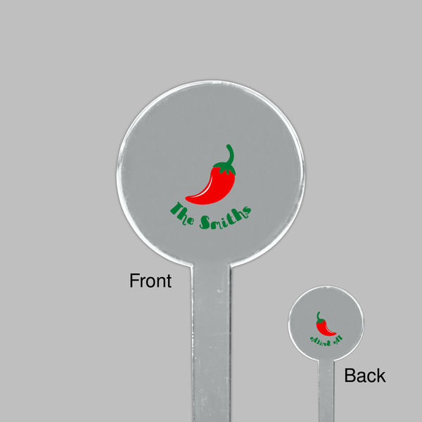 Chili Peppers Clear Plastic 7" Stir Stick - Round - Front & Back