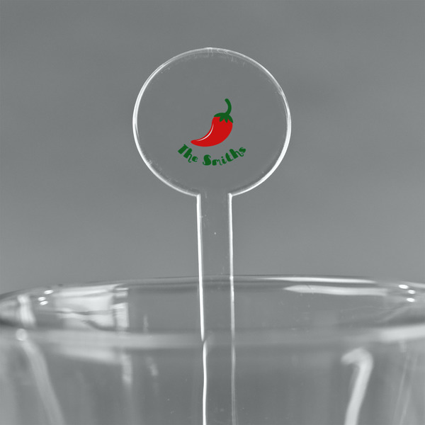 Custom Chili Peppers 7" Round Plastic Stir Sticks - Clear (Personalized)