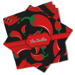 Chili Peppers Cloth Cocktail Napkins - Set of 4 w/ Name or Text