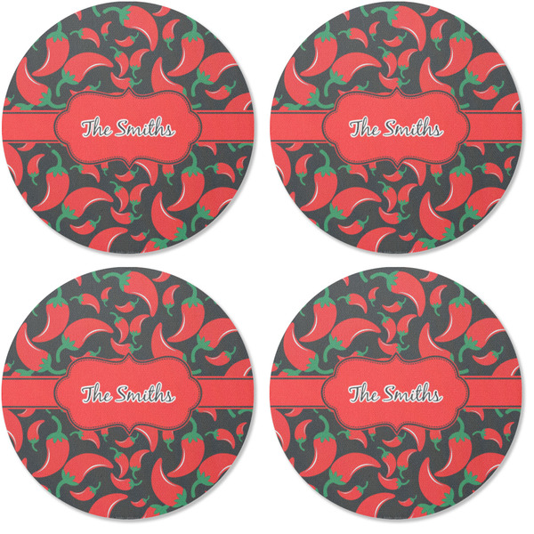 Chili Peppers Coaster Round Rubber Back - Apvl