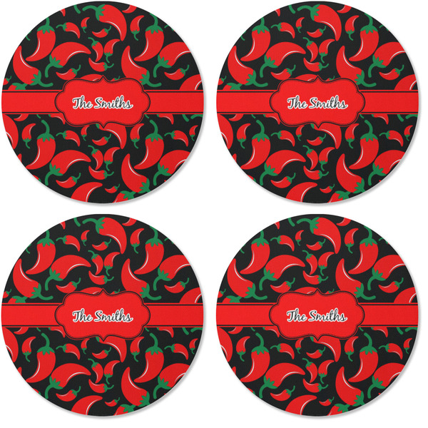 Chili Peppers Coaster Round Rubber Back - Apvl