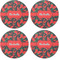 Chili Peppers Coaster Round Rubber Back - Apvl