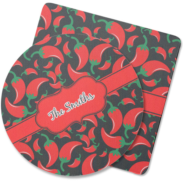 Custom Chili Peppers Rubber Backed Coaster (Personalized)