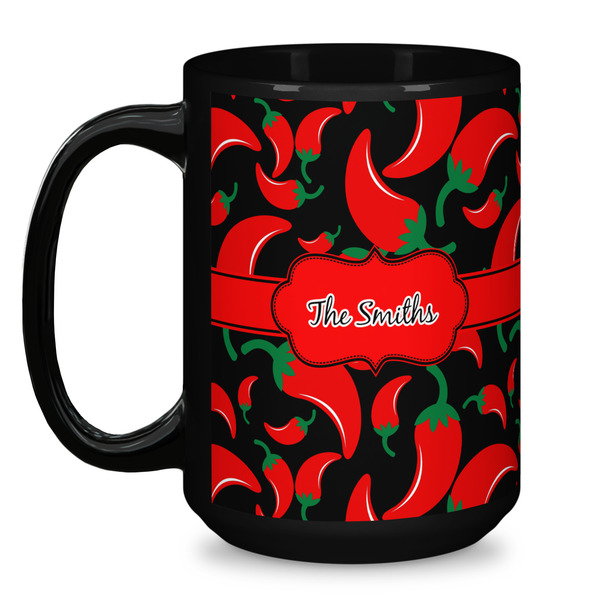 Chili Peppers Coffee Mug - 15 oz - Black
