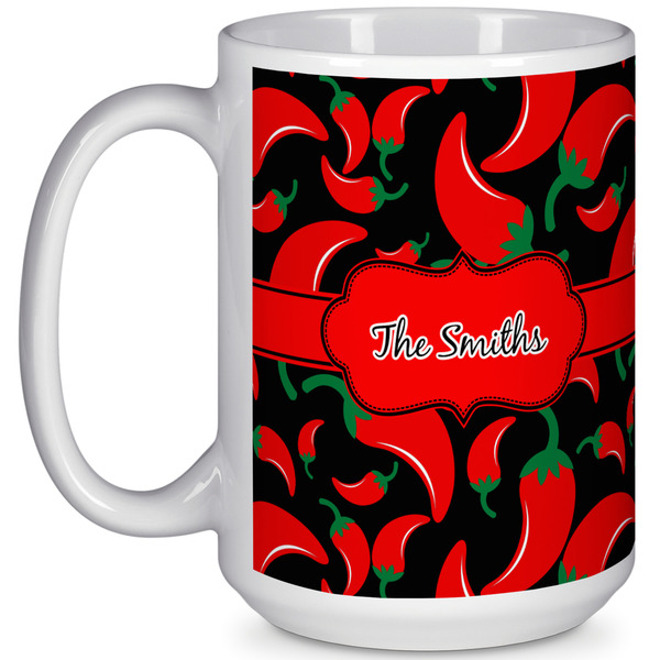 Custom Chili Peppers 15 Oz Coffee Mug - White (Personalized)