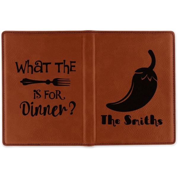 Chili Peppers Cognac Leather Passport Holder Outside Double Sided - Apvl