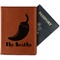 Chili Peppers Cognac Leather Passport Holder With Passport - Main