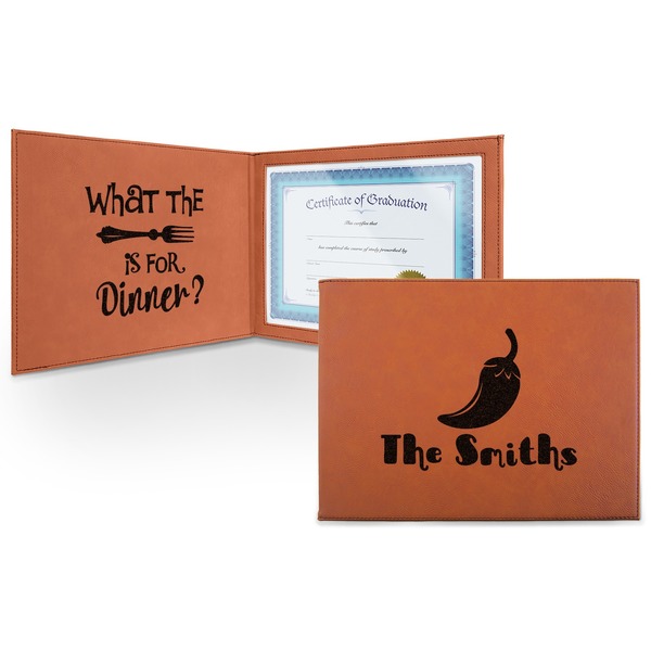 Custom Chili Peppers Leatherette Certificate Holder - Front and Inside (Personalized)