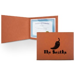 Chili Peppers Leatherette Certificate Holder - Front (Personalized)