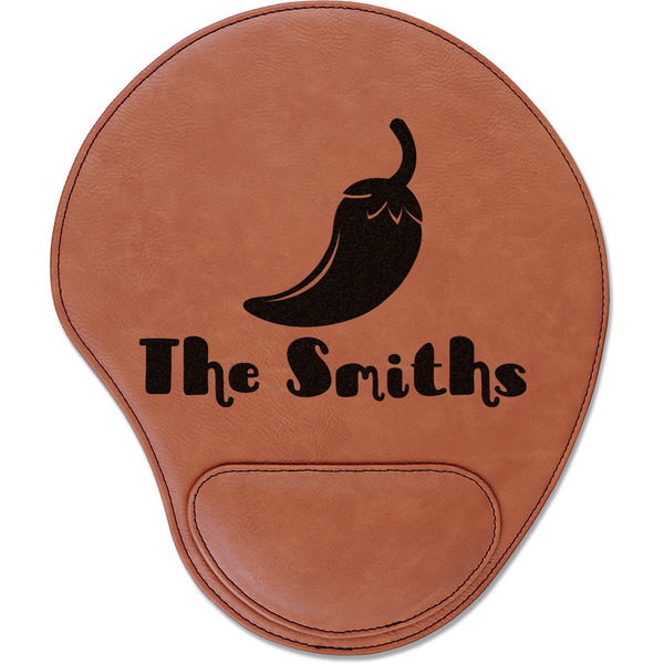 Custom Chili Peppers Leatherette Mouse Pad with Wrist Support (Personalized)