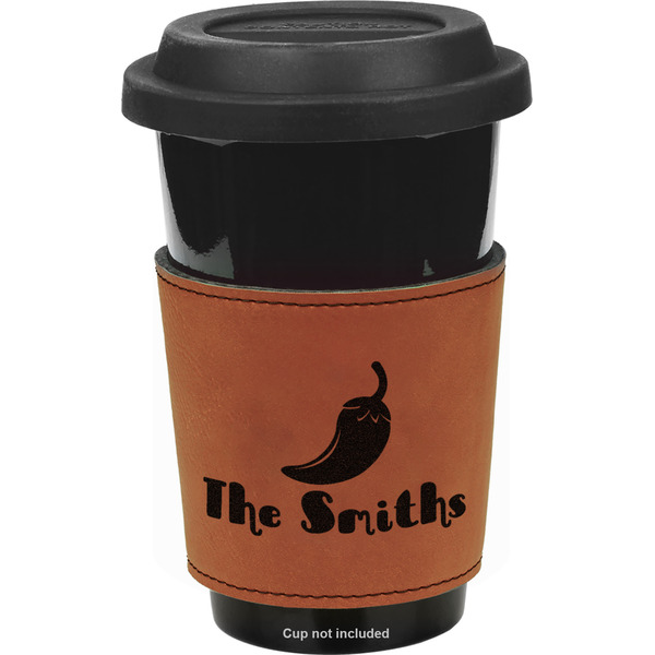Custom Chili Peppers Leatherette Cup Sleeve - Double Sided (Personalized)