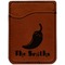 Chili Peppers Cognac Leatherette Phone Wallet close up