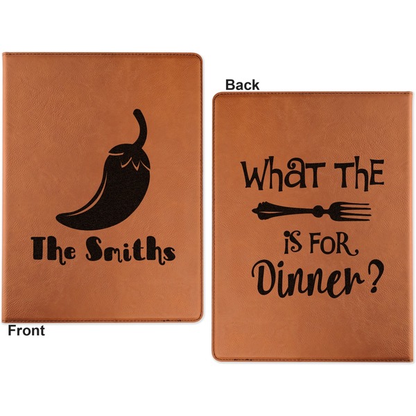 Chili Peppers Cognac Leatherette Portfolios with Notepad - Large - Double Sided - Apvl