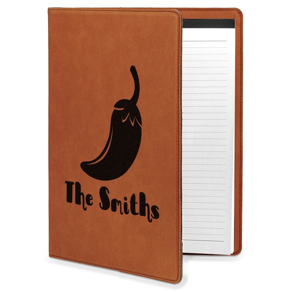 Custom Chili Peppers Leatherette Portfolio with Notepad - Large - Single Sided (Personalized)