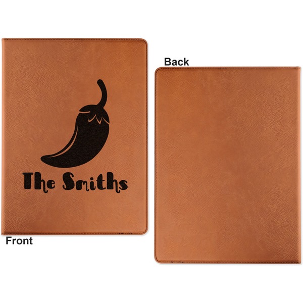 Chili Peppers Cognac Leatherette Portfolios with Notepad - Large - Single Sided - Apvl