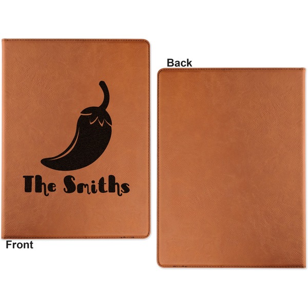 Chili Peppers Cognac Leatherette Portfolios with Notepad - Small - Single Sided- Apvl
