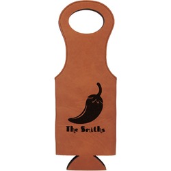 Chili Peppers Leatherette Wine Tote - Single Sided (Personalized)