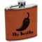 Chili Peppers Cognac Leatherette Wrapped Stainless Steel Flask