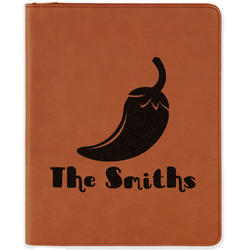 Chili Peppers Leatherette Zipper Portfolio with Notepad - Double Sided (Personalized)