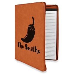 Chili Peppers Leatherette Zipper Portfolio with Notepad - Single Sided (Personalized)