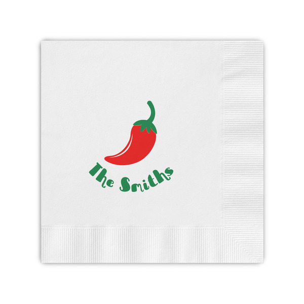 Custom Chili Peppers Coined Cocktail Napkins (Personalized)