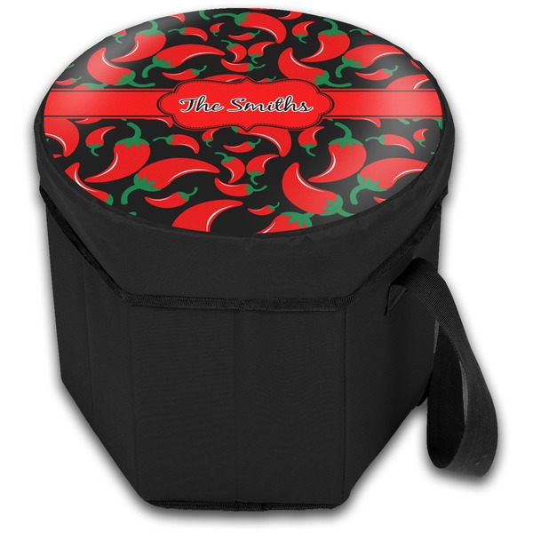 Chili Peppers Collapsible Personalized Cooler & Seat (Closed)