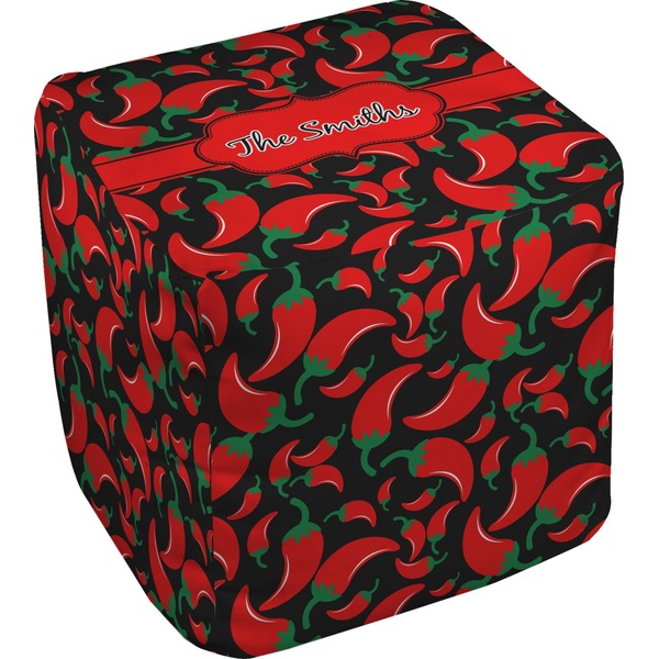 Custom Chili Peppers Cube Pouf Ottoman (Personalized)