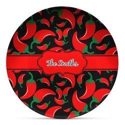 Chili Peppers Microwave Safe Plastic Plate - Composite Polymer (Personalized)