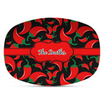 Chili Peppers Plastic Platter - Microwave & Oven Safe Composite Polymer (Personalized)