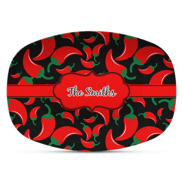 Custom Chili Peppers Plastic Platter - Microwave & Oven Safe Composite Polymer (Personalized)