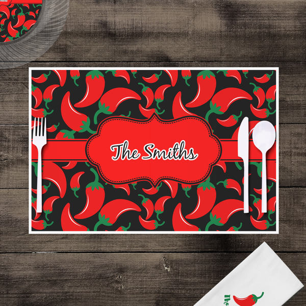 Chili Peppers Disposable Paper Placemat - In Context