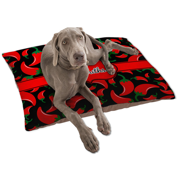 Custom Chili Peppers Dog Bed - Large w/ Name or Text